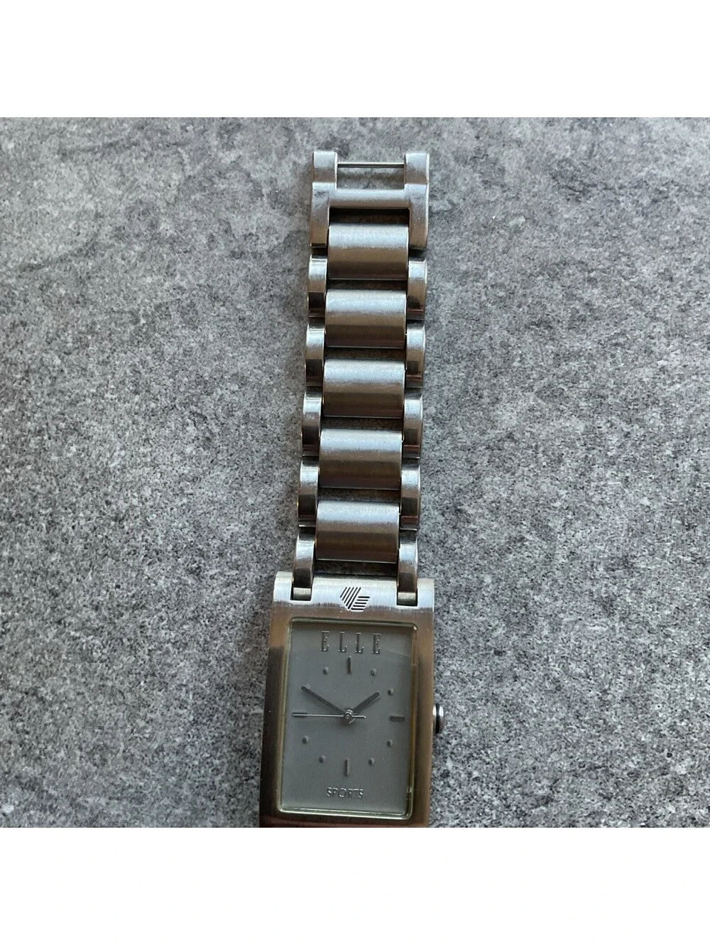 Vntg Elle Sports Designed In France Womens Tank Style Watch 23mm Silver Tone BCF